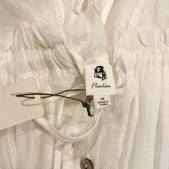 VICI Anika Pocketed Button Down Ruffle Maxi Dress in White - Picture 5 of 7